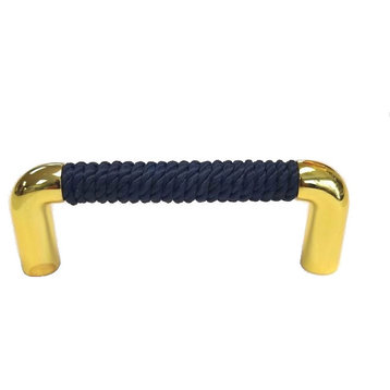 Nautiluxe Nautical Rope Drawer Pull, Navy/Gold