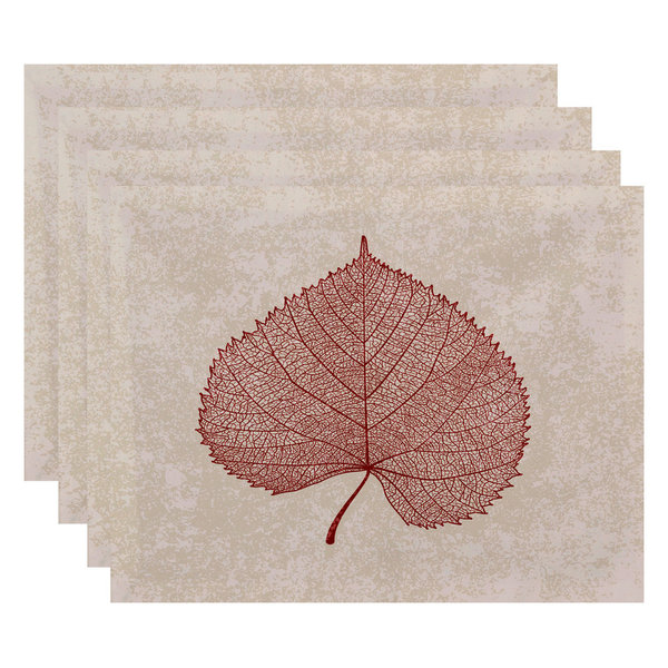 Leaf Study Floral Print Placemat, Set of 4, Red