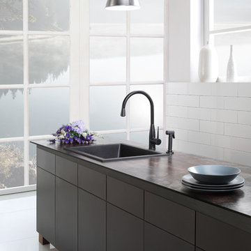 Kraus KGD-410B Dual Mount Single Bowl Black Onyx Granite Kitchen Sink