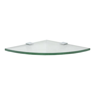 Quarter Round Glass Shelf with (2) Square Clamps - Contemporary