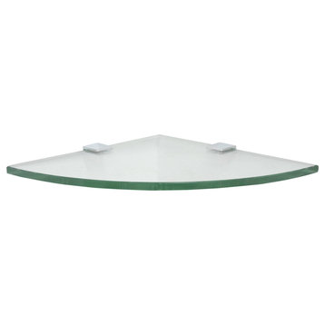 6" Quarter Round Glass Shelf with (2) Square Clamps