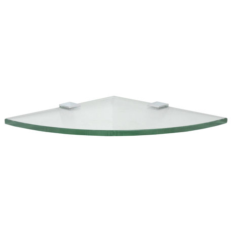 6" Quarter Round Glass Shelf with (2) Square Clamps