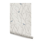 Branch Birds Peel and Stick Vinyl Wallpaper, Blue, 24"w X 108"h