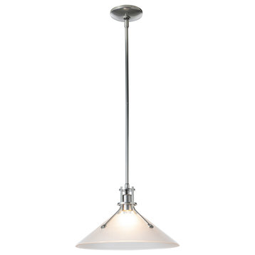 Henry Medium Glass Shade Pendant, Sterling Finish - Frosted Glass