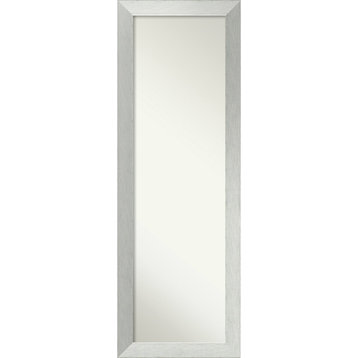 Brushed Sterling Silver Non-Beveled Wood On the Door Mirror - 18 x 52 in.