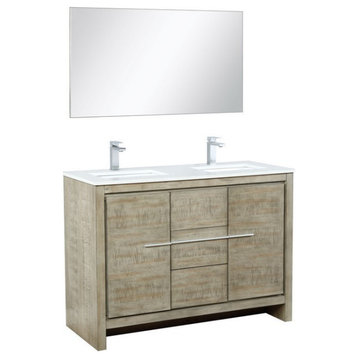 Lafarre Contemporary 48" Rustic Acacia Double Sink Bathroom Vanity Set, Monte Ch