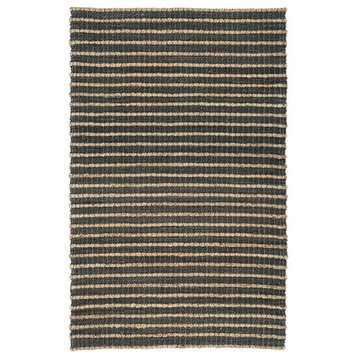 Kosas Home Alysa 30 x 96" Striped Jute Fabric Area Rug in Mineral Blue/Natural