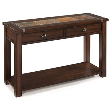 Magnussen Roanoke Wood Console Table in Cherry and slate