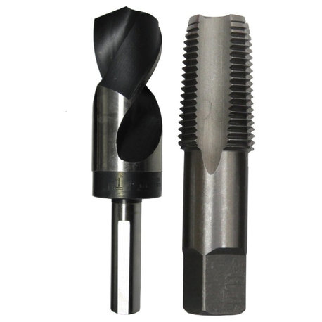 1/2" Carbon Steel NPT Tap, 23/32" HSS Drill Bit, plastic pouch 23/32" drill bit