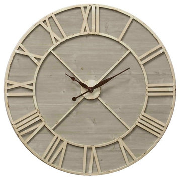 Antique Ivory and Driftwood | Clock | Traditional | Metal and Wood