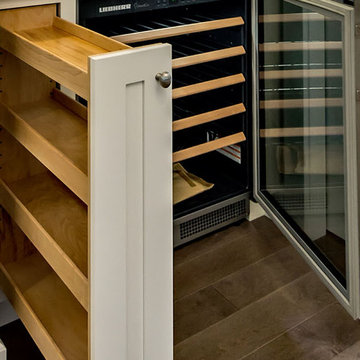 Pullout next to wine storage refrigerator