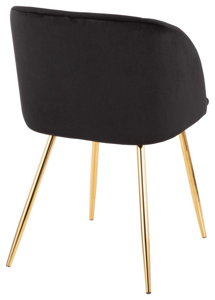 Fran Chair, Gold Metal, Set of 2, Black Velvet