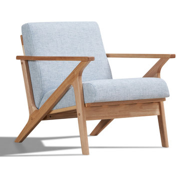 Omax Decor Zola Lounge Chair, Light Blue/Oak