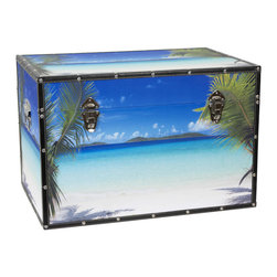 Art Print Ocean Beach Storage Trunk - Decorative Trunks