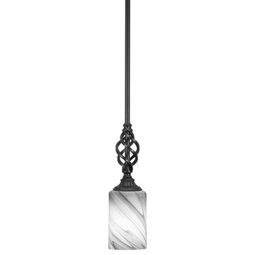 Elegante 1-Light Mini Pendant with Hang Straight Swivel, Matte Black/Onyx Swirl