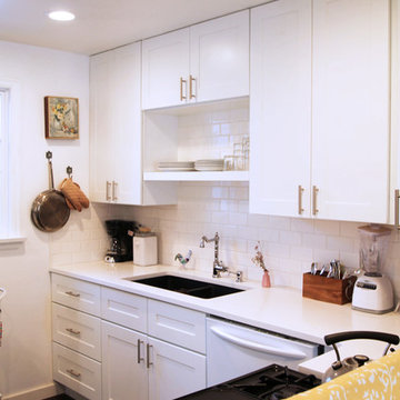 East Denver Minimalist White Bathroom & Kitchen Renovation