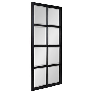 Hogan Windowpane Framed Wall Mirror, Black 18x42