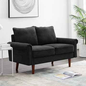 Modern Linen Sofa for Living Room Bedroom-Black