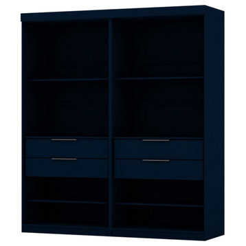 Manhattan Comfort Mulberry Open Wardrobe Closet 4 Drawers, 2-Piece Set, Blue