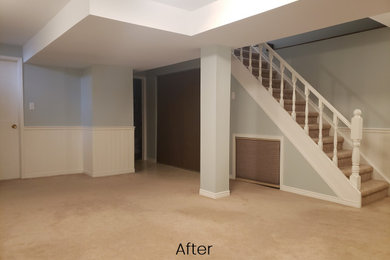 Basement Painting, Popcorn Removal, Painted Fireplace
