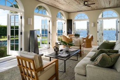 Family room - huge coastal family room idea in New York