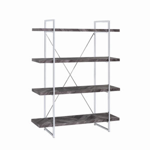 67.25" Natural, Brown Metal, Wood, MDF Bookcase With Drawer and 5 Shelves -  Industrial - Bookcases - by HomeRoots | Houzz