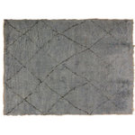 Bareens Designer Rugs - Modern Moroccan Anh Gray/Black Wool Rug - 6'7'' x 9'1'' - Hand knotted from finest quality wool, this stunning fashionable handmade Moroccan rug also known as a shag rug is crafted by skilled artisans with trendy and elegant design and sophisticated modern pattern creating a compelling focal point in any living area. The Moroccan rug featuring a stunning global inspired design that endure at the forefront of contemporary trend. The meticulously plush pile constructed in great quality wool, features luxurious texture and appearance adding softness, warmth and comfort to any room.