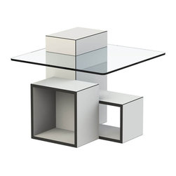 Gutta Square Glass Top Side Table - Side Tables And End Tables