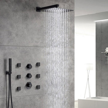 Cascada Camellia 12" Matte Black Shower System
