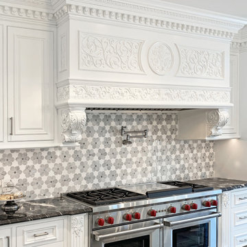 Modern hand carved white painted kitchen Wayne, NJ