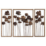 Uttermost - Uttermost Metal Tulips Wall Art Set of 3 - This Set Of Decorative Wall Art Is Made Of Hand Forged Metal Finished In Antiqued Gold Leaf With A Charcoal Gray Wash. Sizes: Sm-10x27x4, Lg-20x27x4Uttermost's Metal Wall Art Combines Premium Quality Materials With Unique High-style Design. With The Advanced Product Engineering And Packaging Reinforcement, Uttermost Maintains Some Of The Lowest Damage Rates In The Industry. Each Product Is Designed, Manufactured And Packaged With Shipping In Mind.