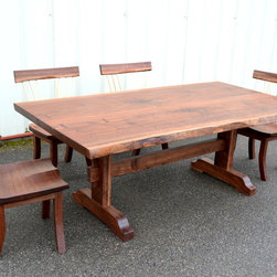 Live Edge Walnut Trestle Table And Spindle Chairs - Dining Sets