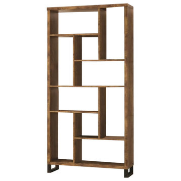 Pemberly Row Modern Bookcase in Antique Nutmeg and Black
