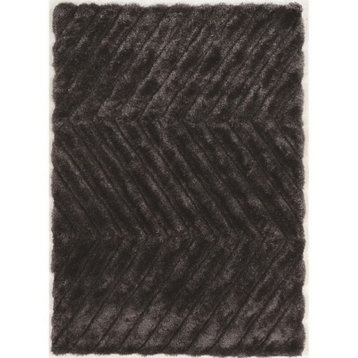 Linon Links Zigzag Hand Tufted Polyester 5'x7' Rug in Gray