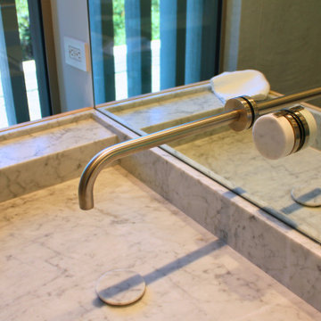 Primary Bath — Integrated Marble Trough & Wall-Mounted Faucet Detail