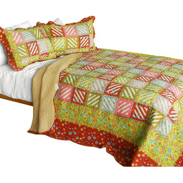 Paradise Ranch 3PC Cotton Contained Patchwork Quilt Set (Full/Queen Size)