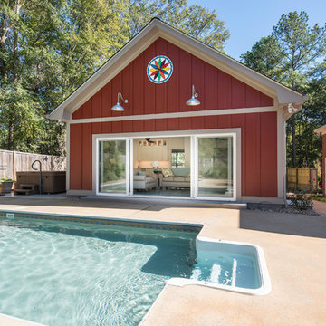 800 square foot Pool House with sauna and yoga room