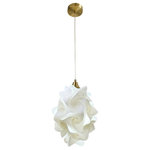 EQ Light - Chi Pendant Light, Gold, Medium - The Chi Pendant Light makes a stunning accent piece in a dining room, entryway or kitchen. This elegant pendant light has silver steel construction and a shade made from white spiral polypropylene pieces. Hang it in a contemporary style home for a cohesive look.
