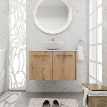 BNK 30 Inch Bathroom Vanity With Sink, Modern Wall Mount Bathroom Vanity Set, Bowl, 30 Inch