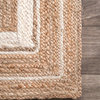 Jute Braided Border Area Rug, Off White, 6'x9'