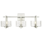 Innovations Lighting - Innovations 312-3W-SN-CL 3-Light Bath Vanity Light, Satin Nickel - Innovations 312-3W-SN-CL 3-Light Bath Vanity Light Satin Nickel. Style: Art Deco, Mission. Metal Finish: Satin Nickel. Metal Finish (Canopy/Backplate): Satin Nickel. Material: Cast Brass, Steel, Glass. Dimension(in): 9(H) x 24(W) x 5. 5(Ext). Bulb: (3)60W G9,Dimmable(Not Included). Maximum Wattage Per Socket: 60. Voltage: 120. Color Temperature (Kelvin): 2200. CRI: 99. Lumens: 450. Glass Shade Description: Clear Striate Glass. Glass or Metal Shade Color: Clear. Shade Material: Glass. Glass Type: Transparent. Shade Shape: Rectangular. Shade Dimension(in): 6(W) x 3. 375(H) x 4. 5(Depth). Backplate Dimension(in): 4. 5(H) x 4. 5(W) x 0. 75(Depth). ADA Compliant: No. California Proposition 65 Warning Required: Yes. UL and ETL Certification: Damp Location.