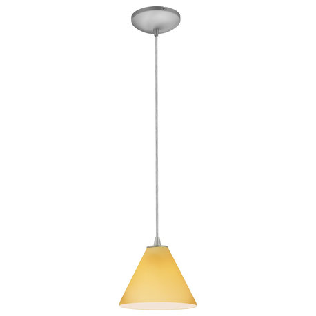 Access Lighting Martini Pendant 28004-1C-BS/AMB, Brushed Steel