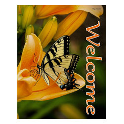 Flag Emotes - Double Sided Garden Flag, Yellow Butterfly Welcome - Flags And Flagpoles