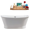 67" Cast Iron R5042CH Soaking Freestanding Tub and Tray With External Drain