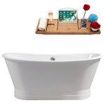 Streamline - 67" Cast Iron R5042CH Soaking Freestanding Tub and Tray With External Drain - Relax in this cast iron Streamline 67" glossy white traditional freestanding bathtub. This freestanding tub has an external chrome colored drain and can hold up to 47.6 gallons of water.
