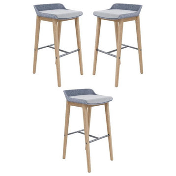 Home Square 30" Wooden Bar Stool in Gray/Latte - Set of 3