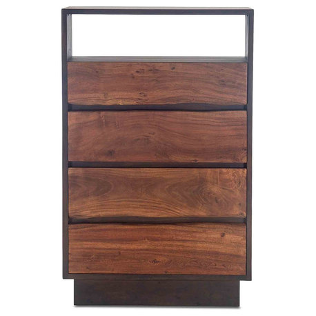 Palermo 34-Inch Acacia Wood Live Edge Dresser in Raw Walnut Finish