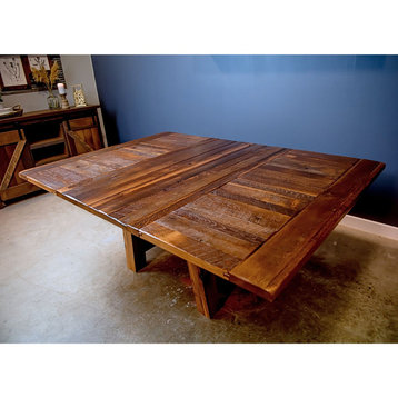 Hawthorne Reclaimed Barnwood Square Table, Provincial, 60x60, 4  Leaves