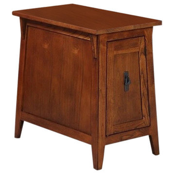Bowery Hill 1-Shelf Mission Wood Cabinet End Table in Brown/Russet