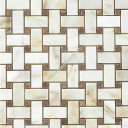 Afyon Sugar Marble Basketweave Mosaic Rojo Alicante Dots Polished - Home Accessories & Decor